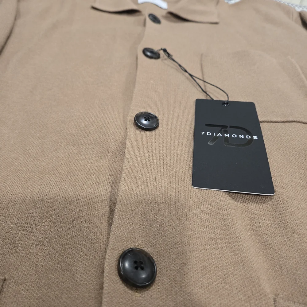 7Diamonds Sweater Cardigan Button Up Beige Stretch Soft Breath Button L NWT - Picture 10 of 16